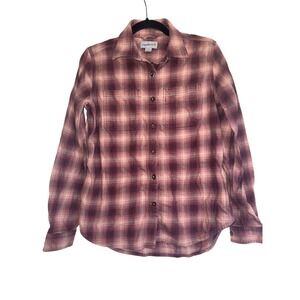 Carhartt Womens Flannel Plaid Shirt Size‎ S Button Up Long Sleeve Burgundy